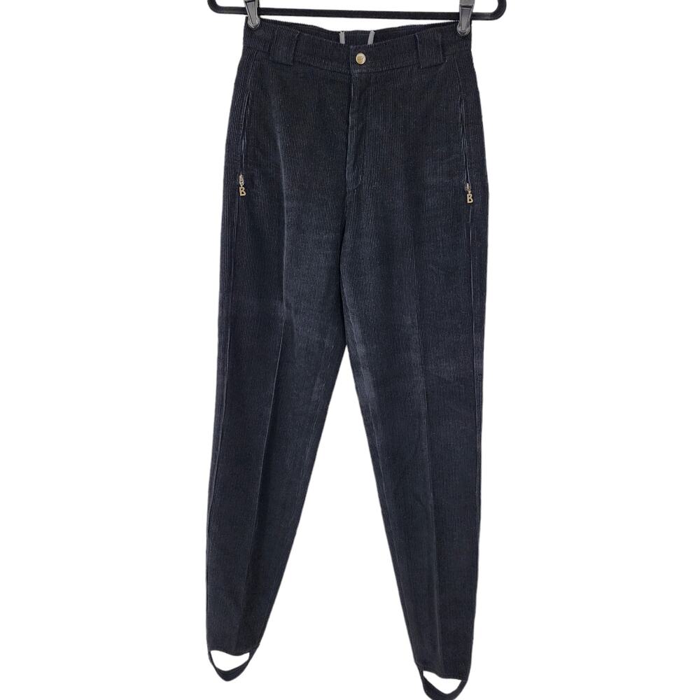Bogner Women's Corduroy Unlined Black Cotton Blend Stirrup Pants Size 8